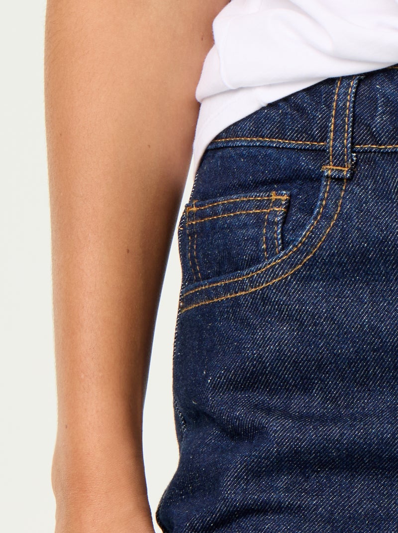 Calças de ganga wide leg com bainha virada Azul - Kiabi