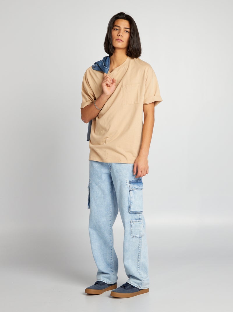 Calças de ganga wide leg com bolsos AZUL - Kiabi