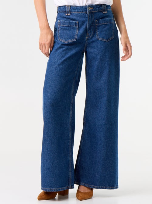 Calças de ganga wide leg com bolsos chapados - Kiabi Calças de ganga wide leg com bolsos chapados - Kiabi