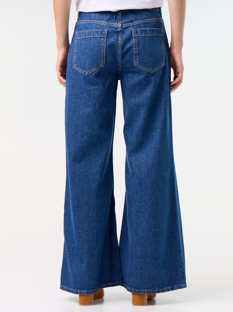 Calças de ganga wide leg com bolsos chapados Azul - Kiabi