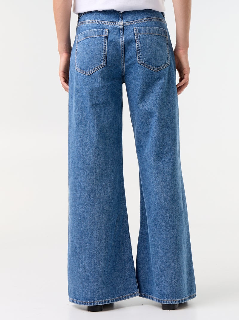 Calças de ganga wide leg com bolsos chapados Azul - Kiabi