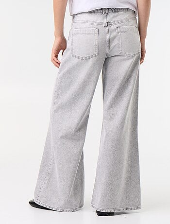 Calças de ganga wide leg com bolsos chapados