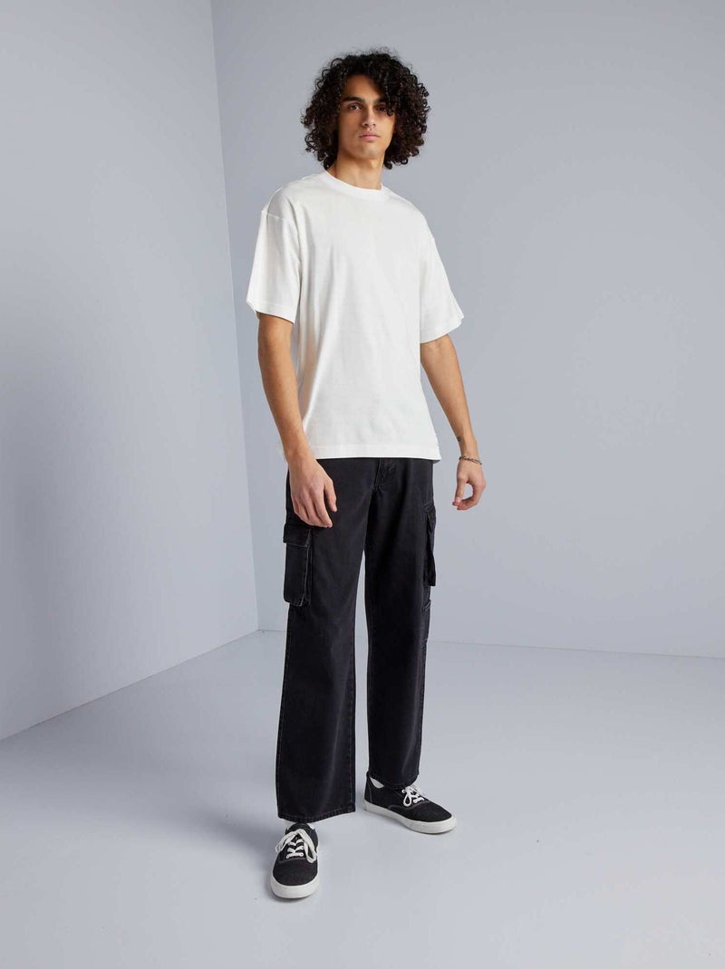 Calças de ganga wide leg com bolsos CINZA - Kiabi