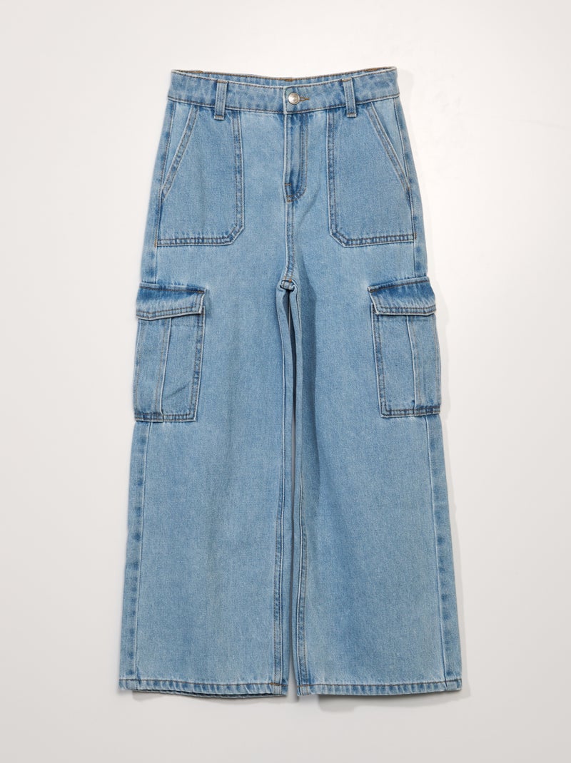 Calças de ganga wide leg com bolsos dos lados Azul - Kiabi