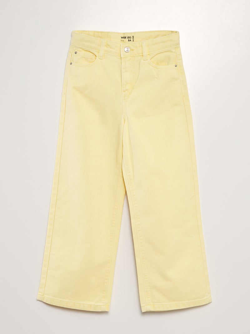Calças de ganga wide leg com cintura subida AMARELO - Kiabi