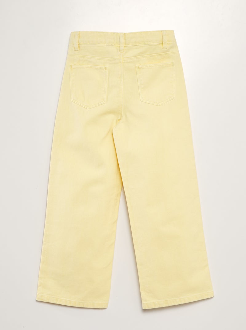 Calças de ganga wide leg com cintura subida AMARELO - Kiabi