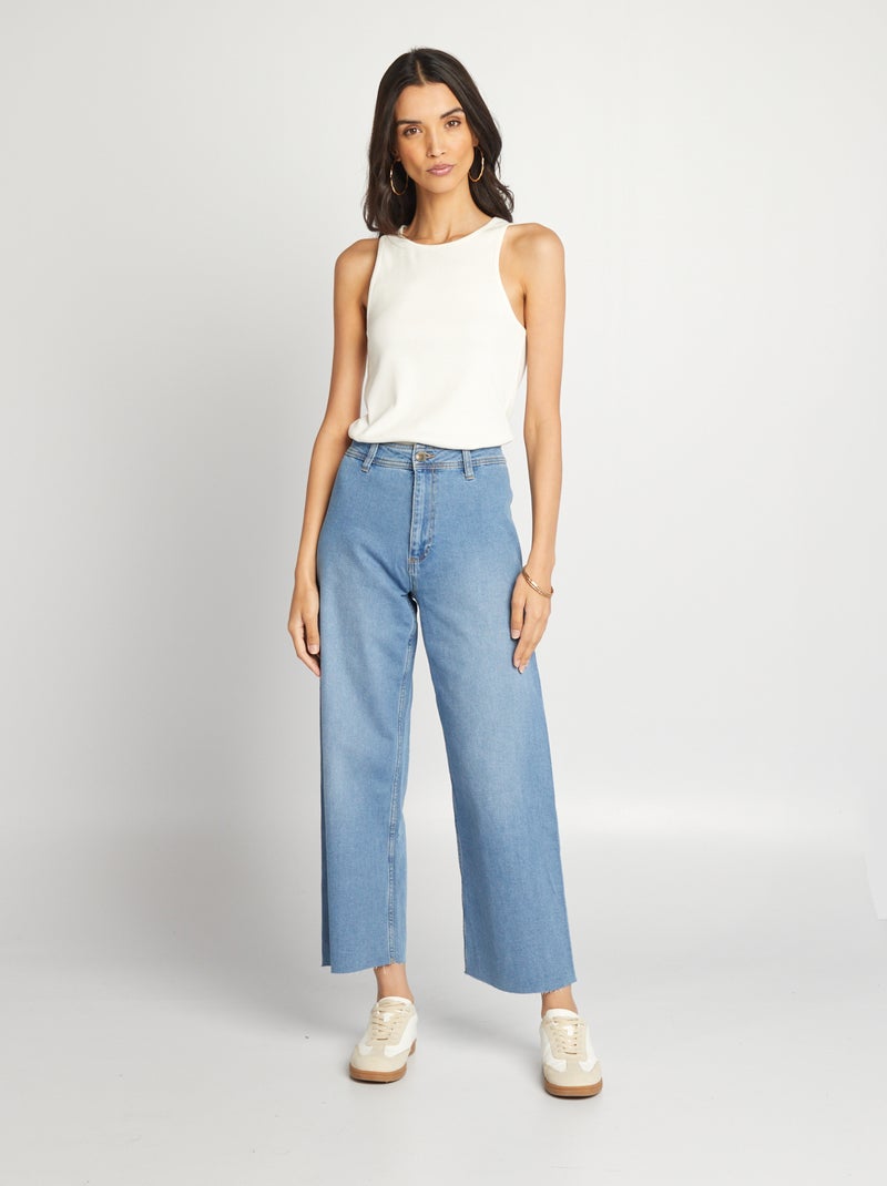 Calças de ganga wide leg com cintura subida AZUL - Kiabi