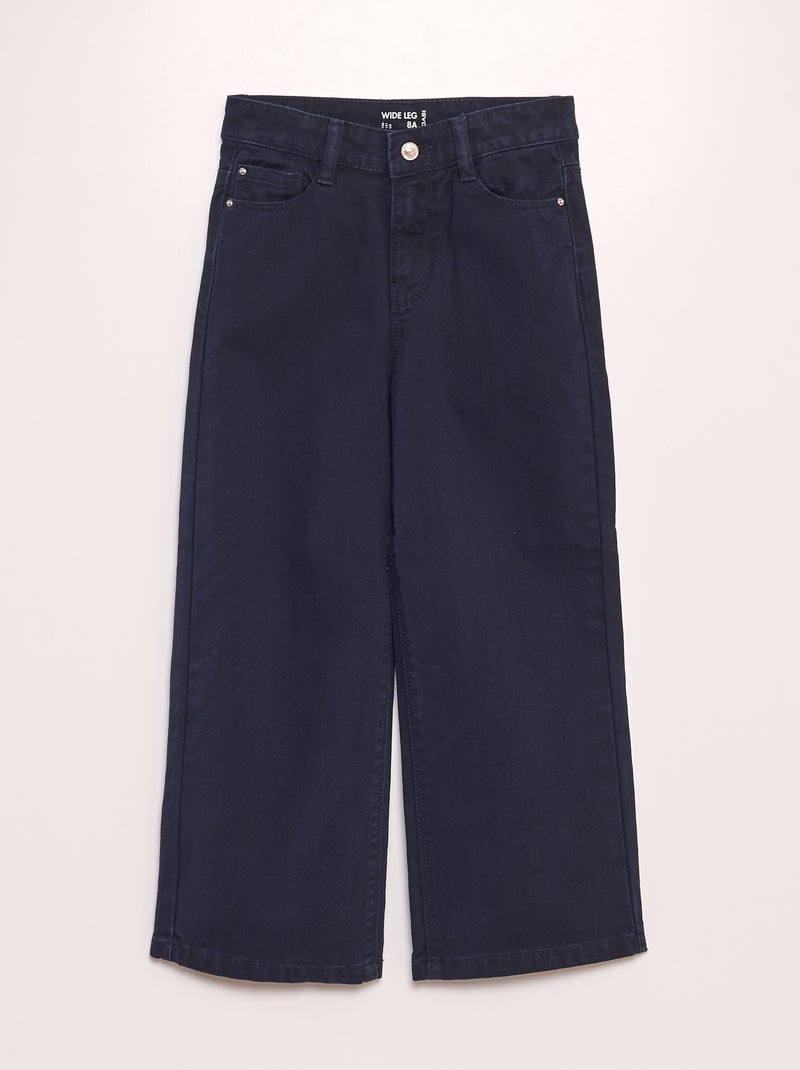 Calças de ganga wide leg com cintura subida AZUL - Kiabi