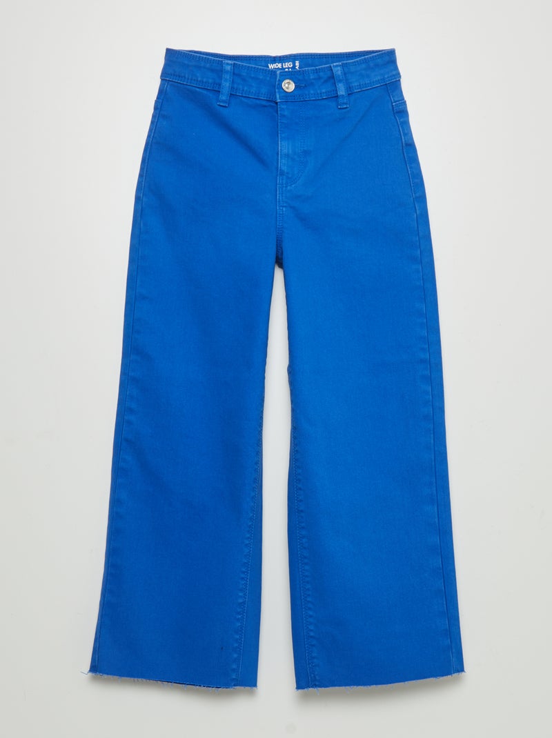 Calças de ganga wide leg com cintura subida Azul - Kiabi