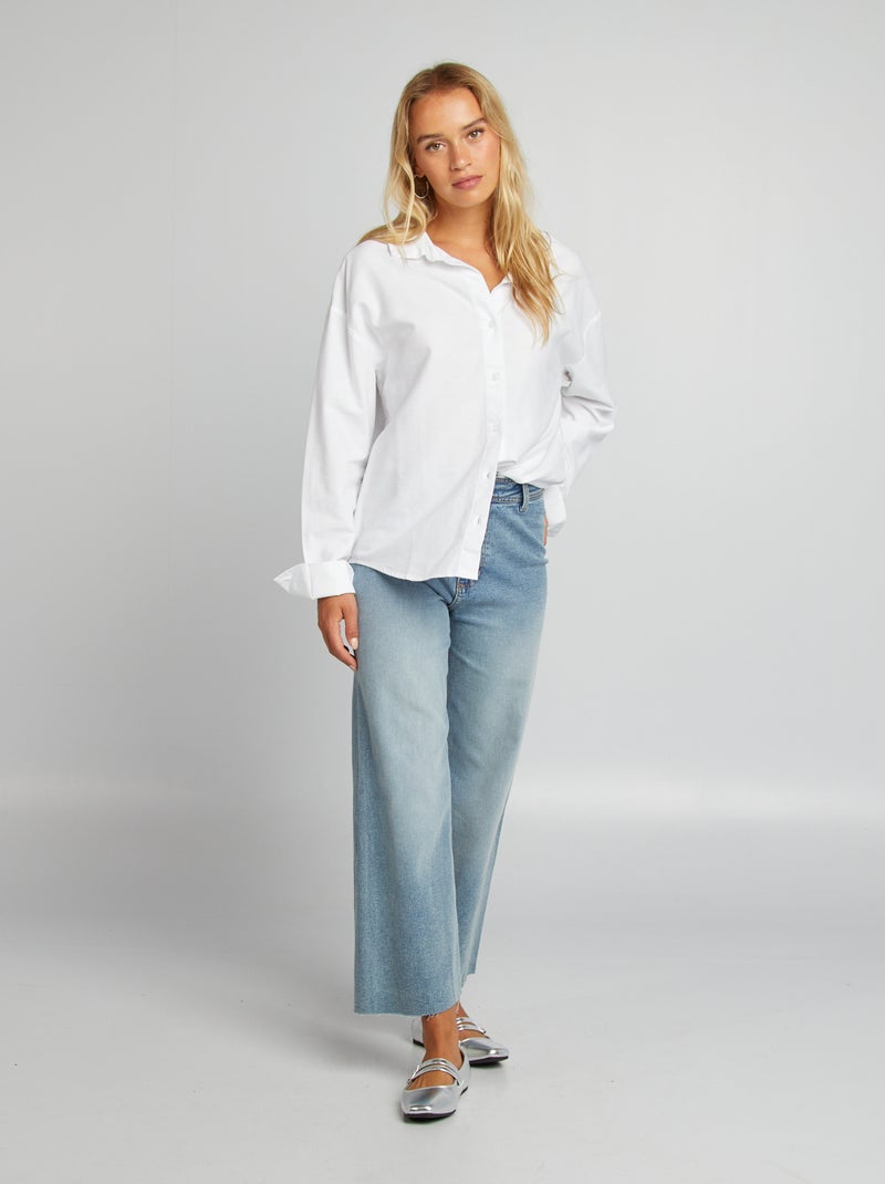 Calças de ganga wide leg com cintura subida AZUL - Kiabi