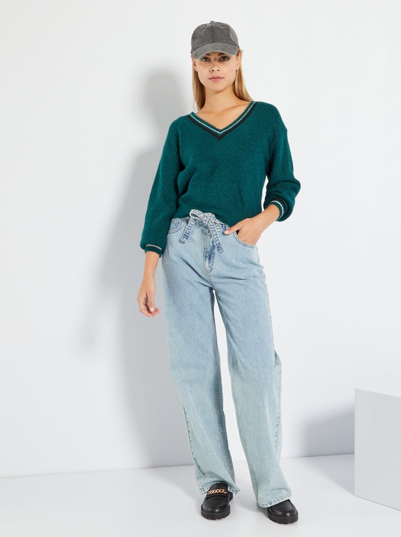 Calças de ganga wide-leg com cintura subida AZUL - Kiabi