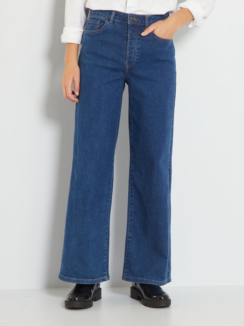 Calças de ganga wide leg com cintura subida AZUL - Kiabi