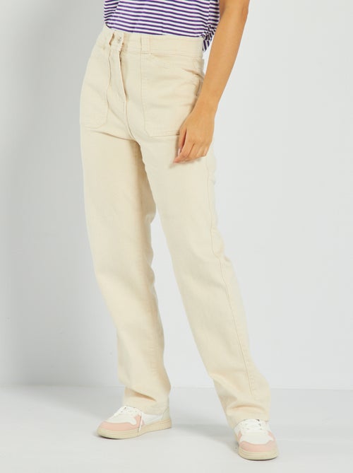 Calças de ganga wide-leg com cintura subida - Kiabi