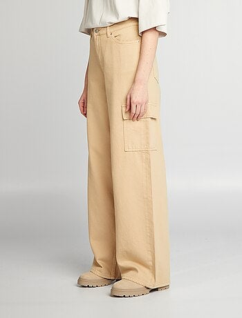 Calças de ganga wide-leg com cintura subida