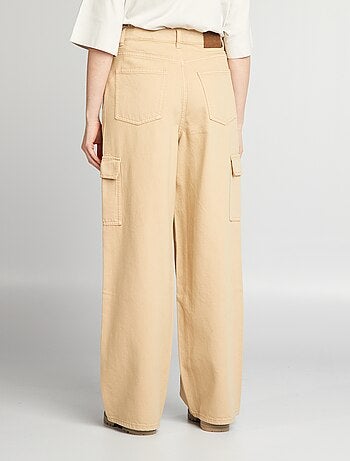 Calças de ganga wide-leg com cintura subida