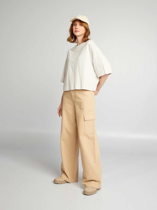 Calças de ganga wide-leg com cintura subida - Kiabi