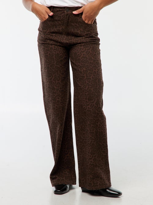 Calças de ganga wide-leg com cintura subida - Kiabi