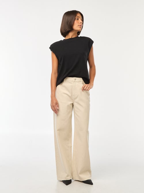 Calças de ganga wide-leg com cintura subida - Kiabi