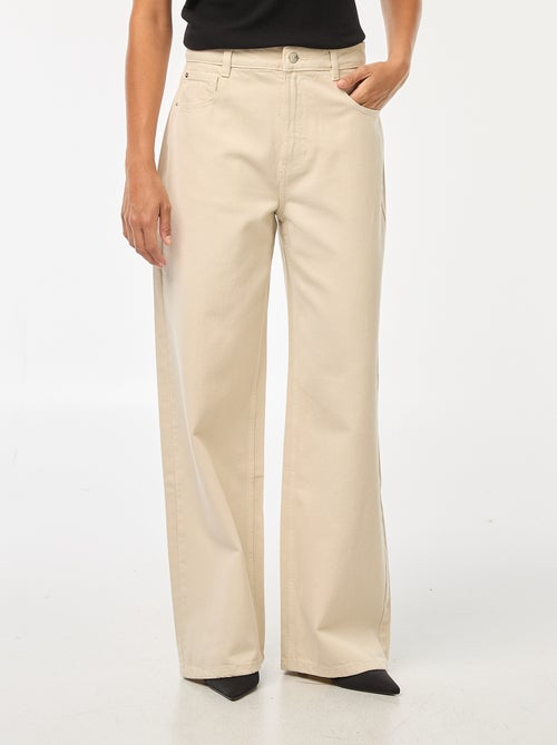 Calças de ganga wide-leg com cintura subida - Kiabi