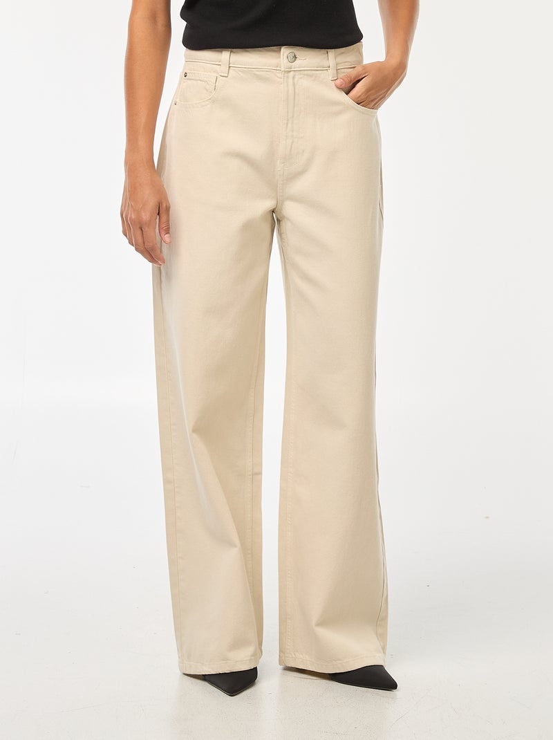 Calças de ganga wide-leg com cintura subida Branco - Kiabi