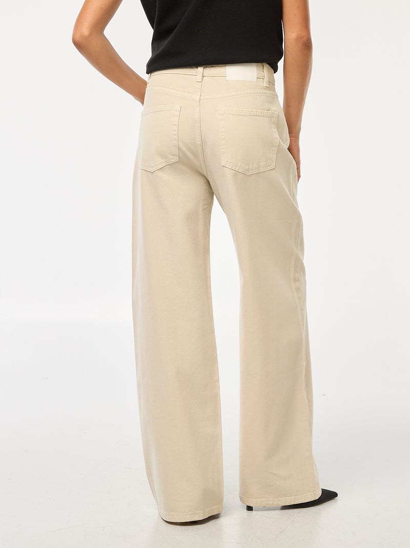 Calças de ganga wide-leg com cintura subida Branco - Kiabi