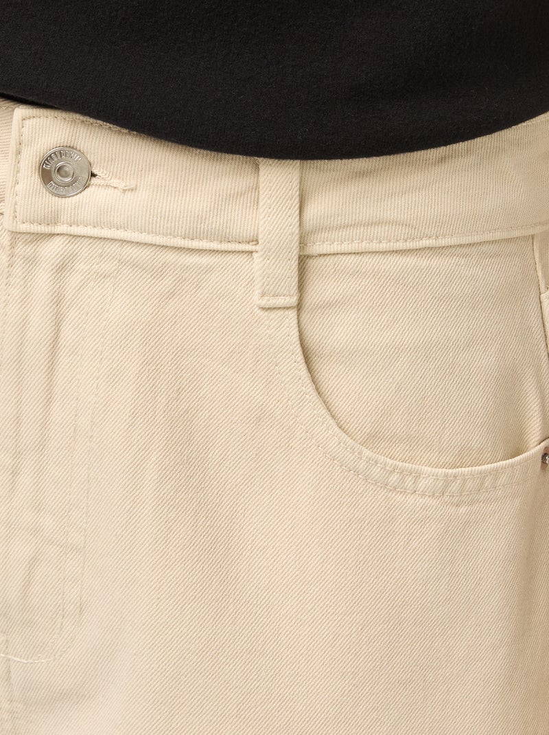 Calças de ganga wide-leg com cintura subida Branco - Kiabi
