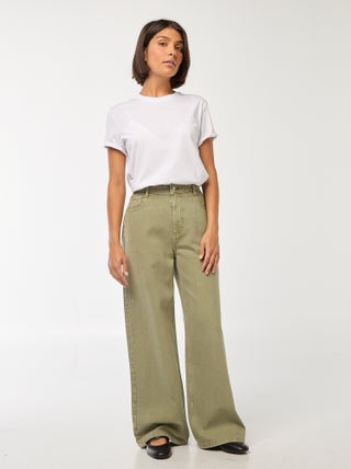Calças de ganga wide-leg com cintura subida