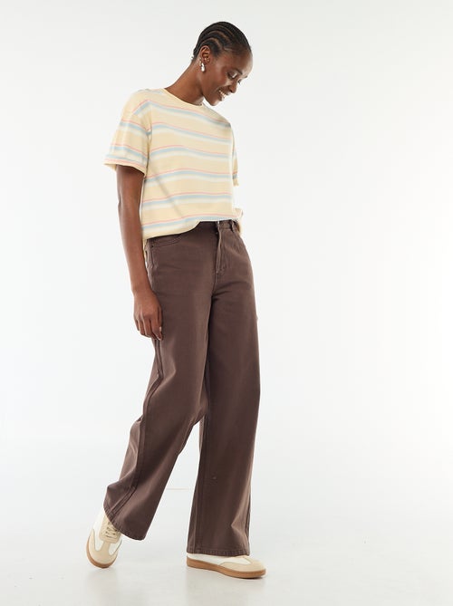 Calças de ganga wide-leg com cintura subida - Kiabi