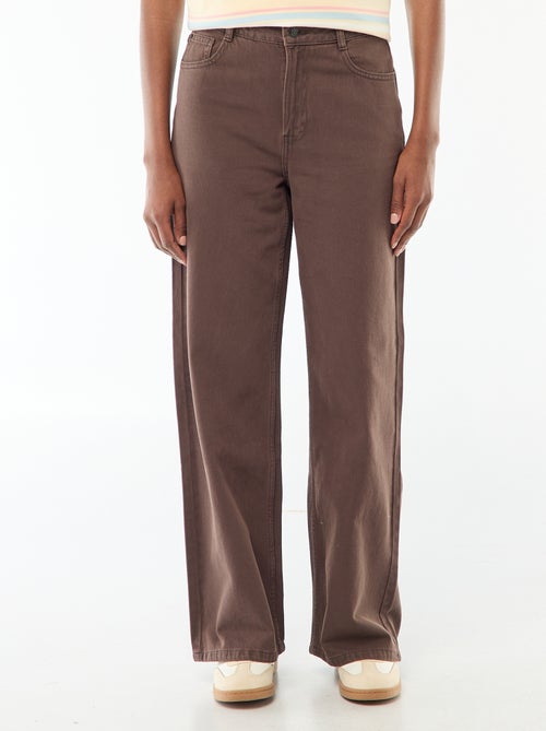 Calças de ganga wide-leg com cintura subida - Kiabi