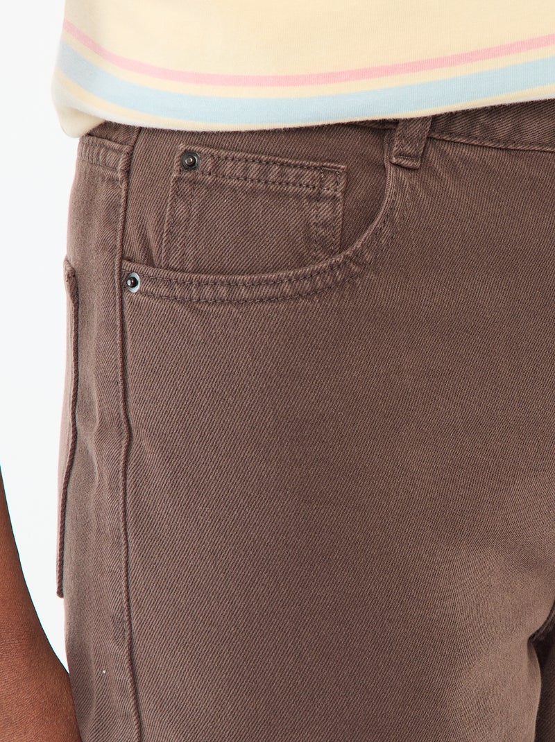 Calças de ganga wide-leg com cintura subida Castanho - Kiabi