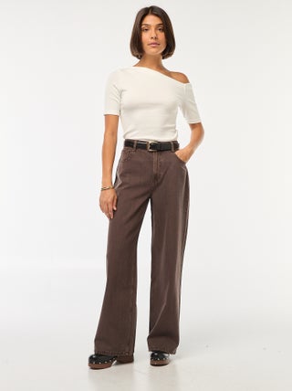 Calças de ganga wide-leg com cintura subida