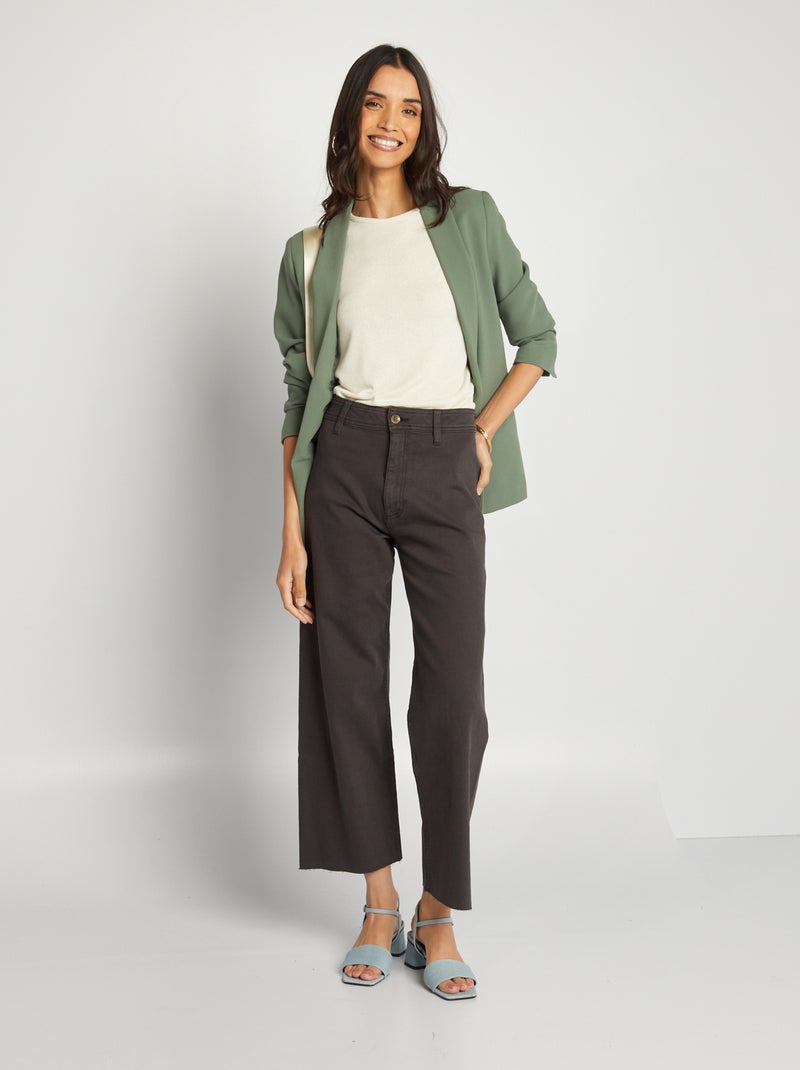 Calças de ganga wide leg com cintura subida Preto - Kiabi
