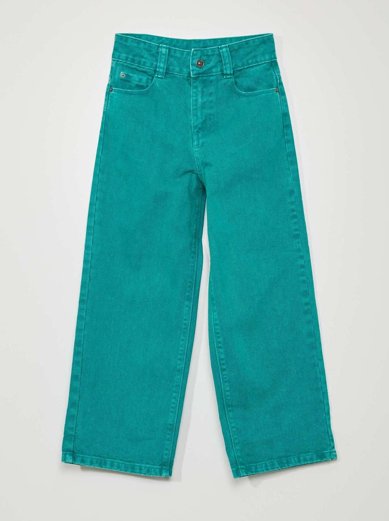 Calças de ganga wide leg com cintura subida VERDE - Kiabi