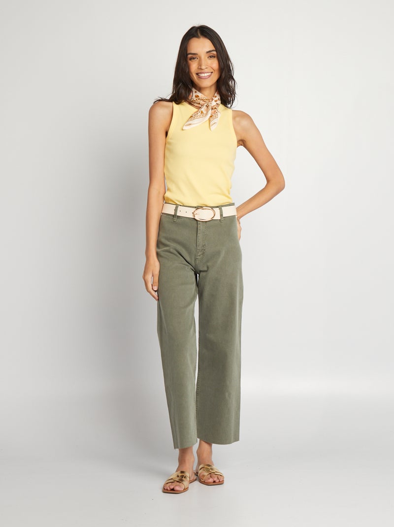 Calças de ganga wide leg com cintura subida VERDE - Kiabi