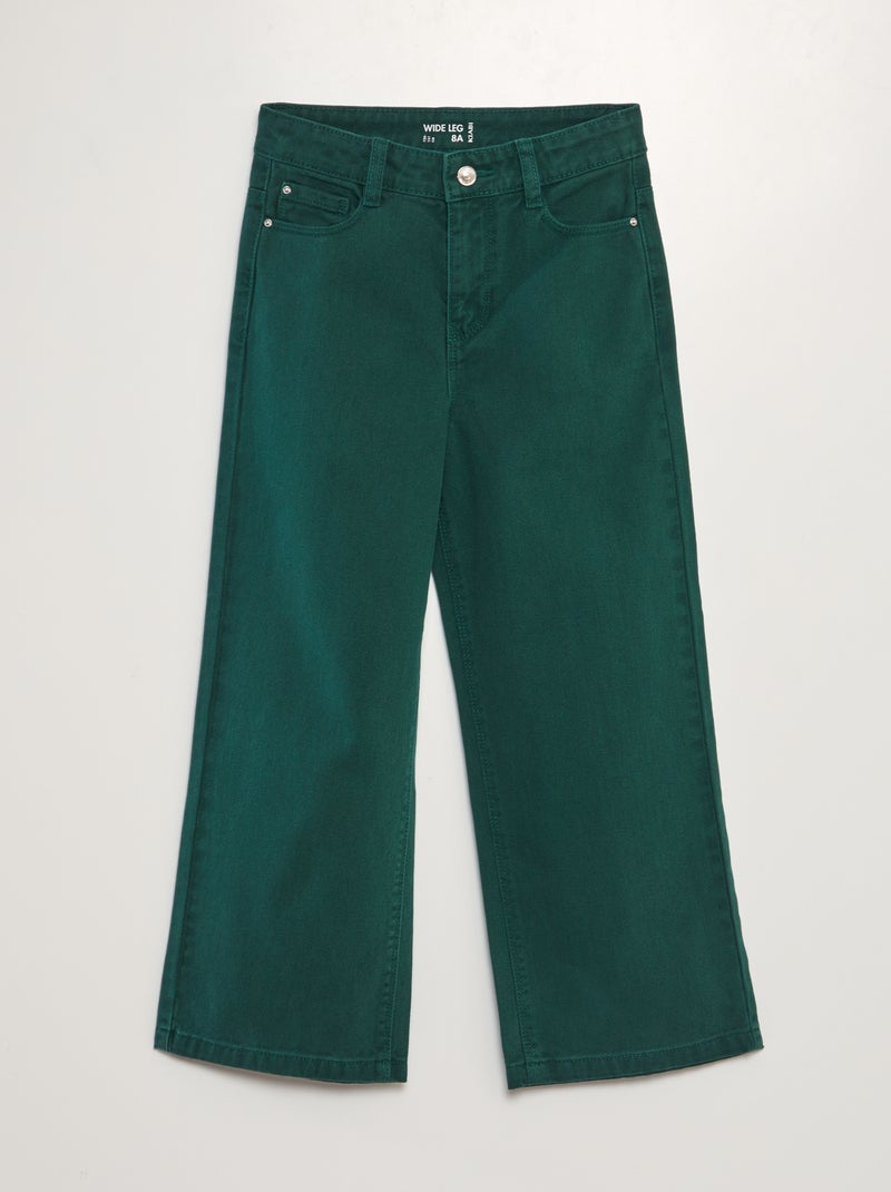 Calças de ganga wide leg com cintura subida VERDE - Kiabi