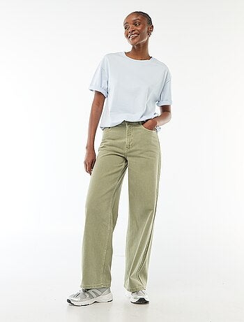 Calças de ganga wide-leg com cintura subida