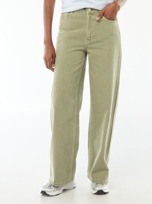 Calças de ganga wide-leg com cintura subida - Kiabi