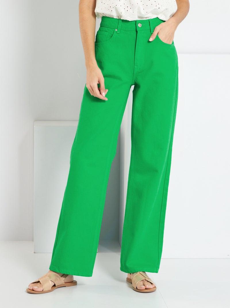 Calças de ganga wide-leg com cintura subida VERDE - Kiabi