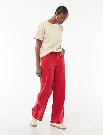 Calças de ganga wide-leg com cintura subida