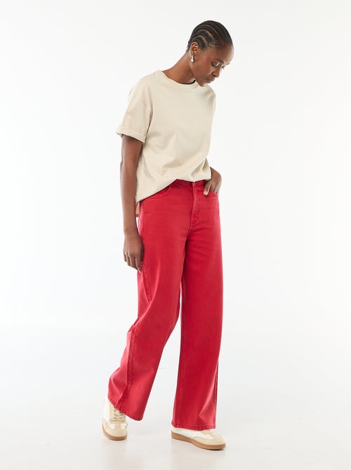 Calças de ganga wide-leg com cintura subida - Kiabi