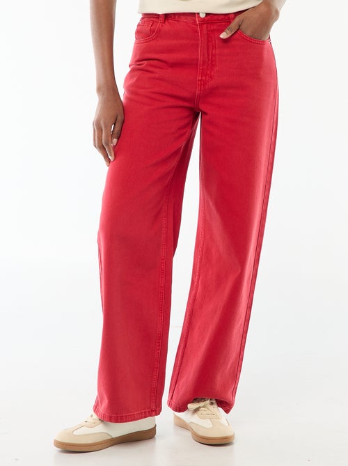 Calças de ganga wide-leg com cintura subida - Kiabi