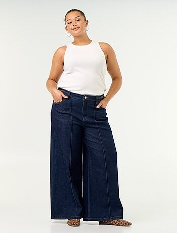 Calças de ganga wide leg com detalhes dourados