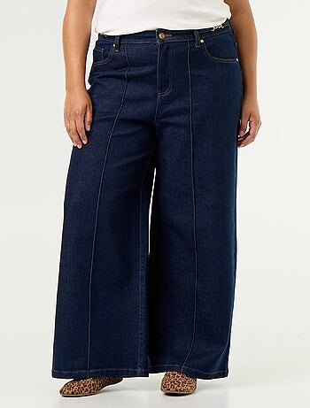 Calças de ganga wide leg com detalhes dourados