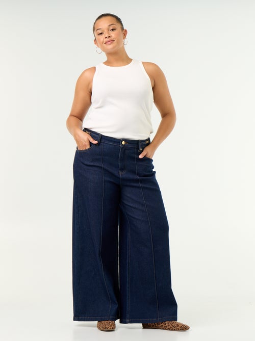 Calças de ganga wide leg com detalhes dourados - Kiabi