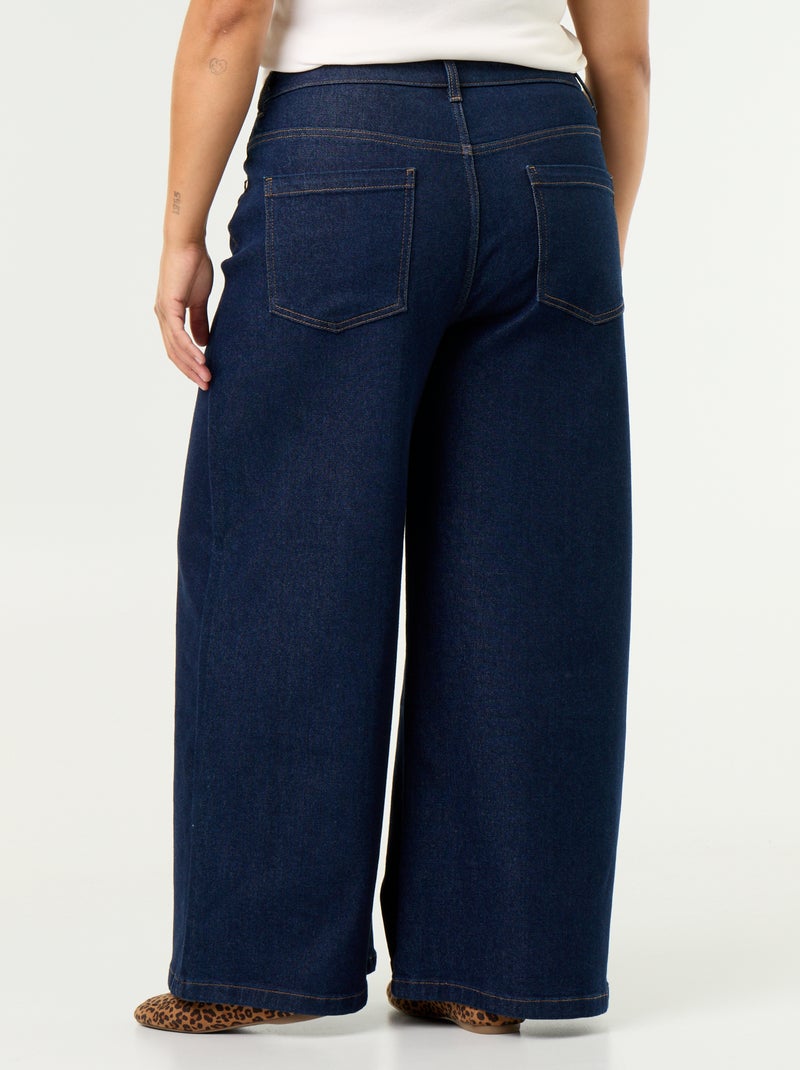 Calças de ganga wide leg com detalhes dourados Azul - Kiabi