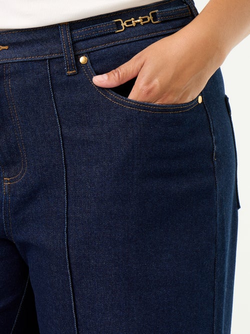Calças de ganga wide leg com detalhes dourados - Kiabi