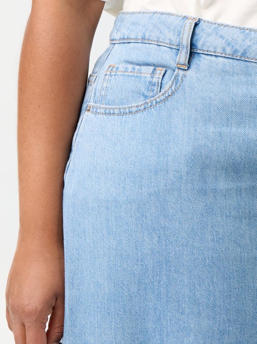 Calças de ganga wide leg com laços fantasia nas laterais - Kiabi