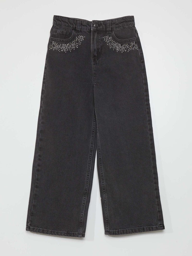 Calças de ganga wide leg com ouropel CINZA - Kiabi