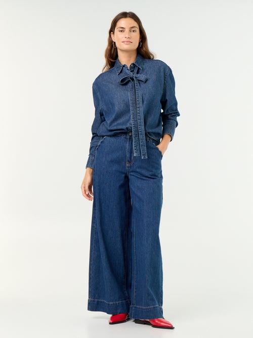 Calças de ganga wide leg com recortes nos bolsos - Kiabi