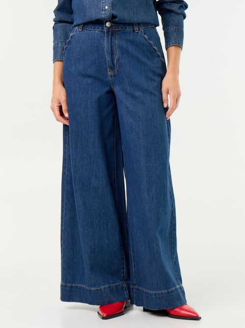Calças de ganga wide leg com recortes nos bolsos - Kiabi
